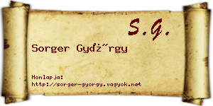 Sorger György névjegykártya
